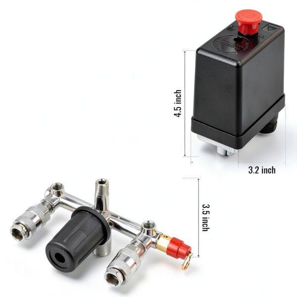 Air Compressor Pressure Switch Black 0-180 PSI Aluminum Alloy Model-1