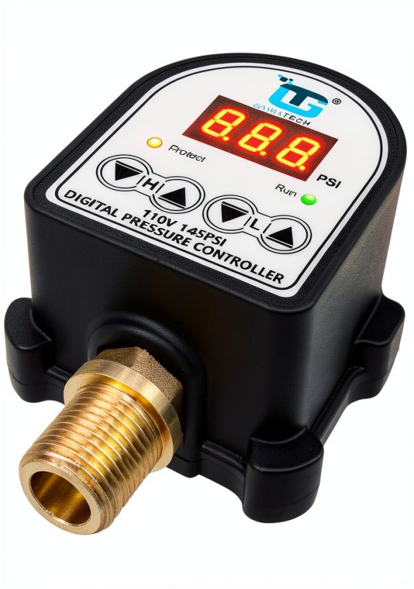 GamaTech Pressure Switch for Water Pump and Air Pump, Digital Adjustable Pressure Controller, 110V, 0-145 Psi, 1/2" Male Npt-4