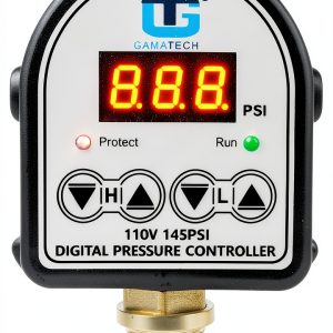 GamaTech Pressure Switch for Water Pump and Air Pump, Digital Adjustable Pressure Controller, 110V, 0-145 Psi, 1/2" Male Npt-0