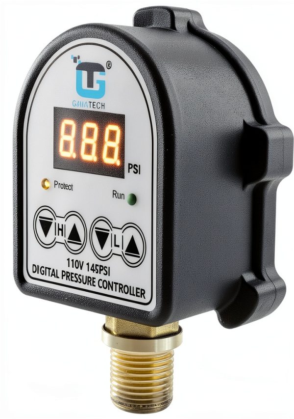 GamaTech Pressure Switch for Water Pump and Air Pump, Digital Adjustable Pressure Controller, 110V, 0-145 Psi, 1/2" Male Npt-1