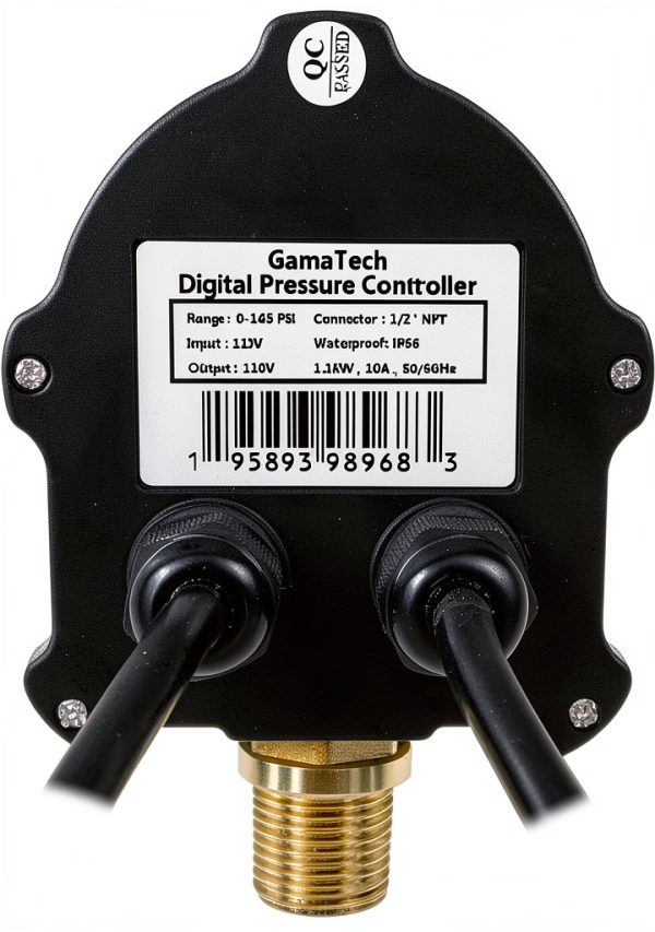 GamaTech Pressure Switch for Water Pump and Air Pump, Digital Adjustable Pressure Controller, 110V, 0-145 Psi, 1/2" Male Npt-5
